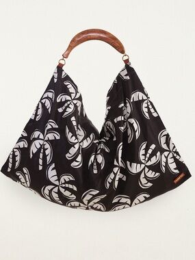 Farm Rio Black And White Palm Trees Scarf Tote Bag